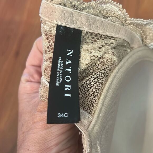 NWOT Natori beige underwire bra racer back with lace size 34C - Picture 3 of 5